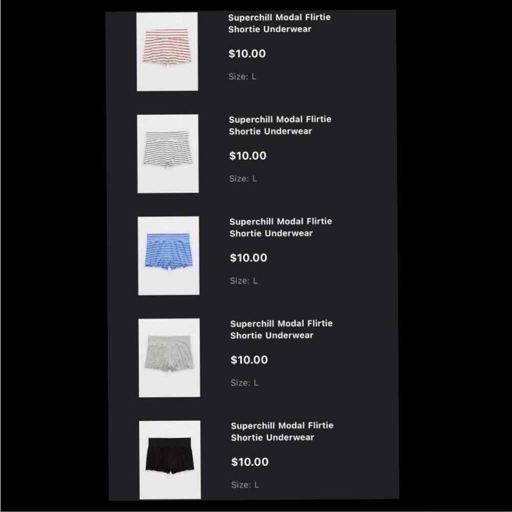 Aerie Superchill Modal Flirtie Shortie
Underwear / Sleep Shorts, set of 5!